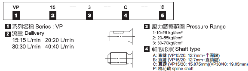 TAICIN Model Selection VP-20-3-B-5 TAICIN Hydraulic Variable Vane Pump